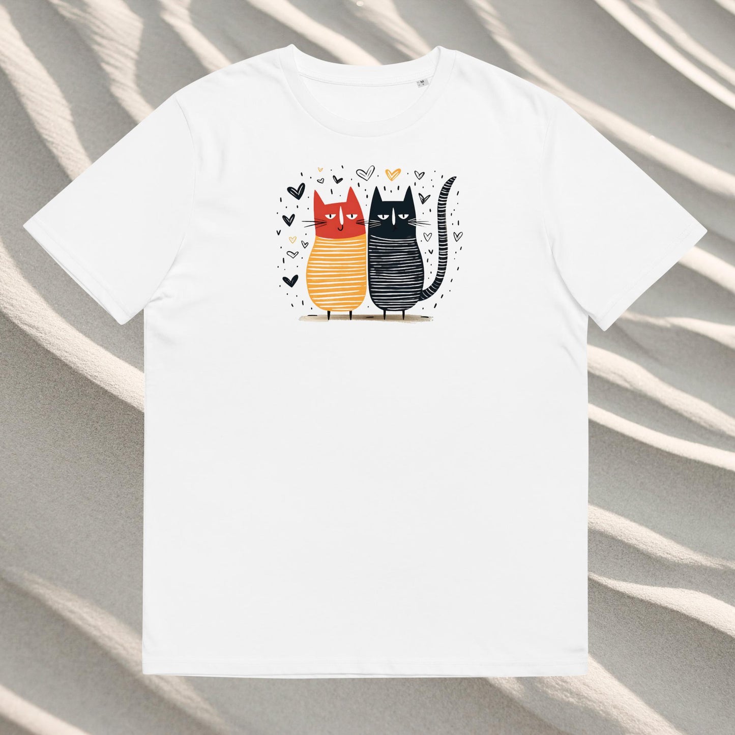 Organic cotton unisex t-shirt: Couple of cats