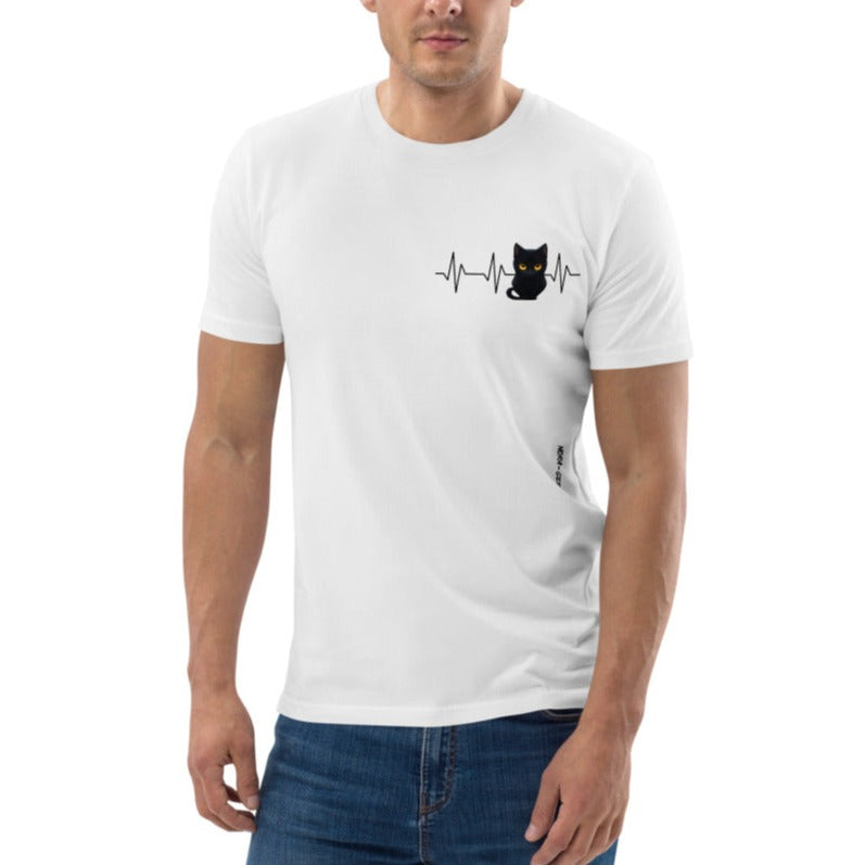 Organic cotton unisex t-shirt: Only a cat at heart