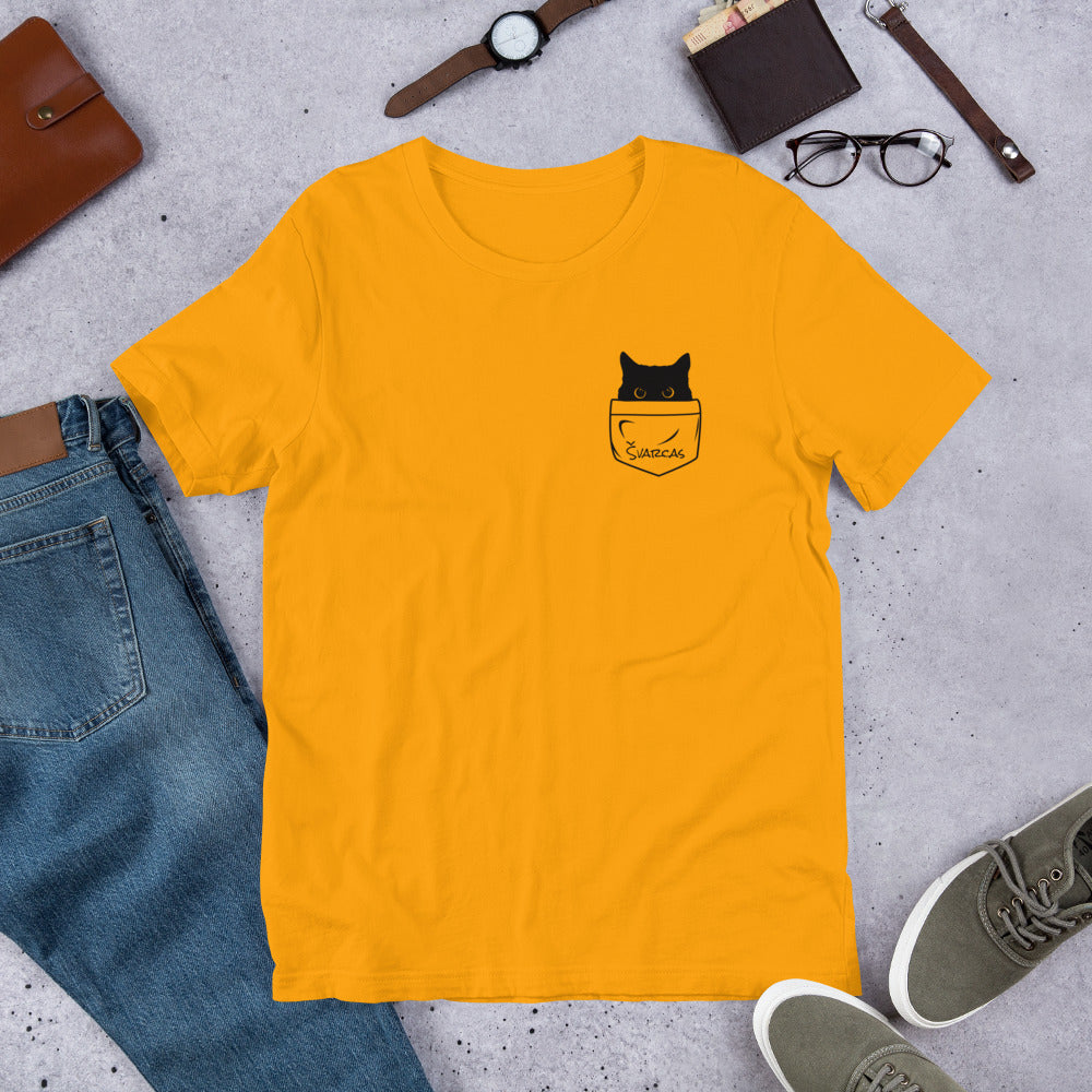 Personalizuoti unisex marškinėliai: Katinas kišenėje (comfort)