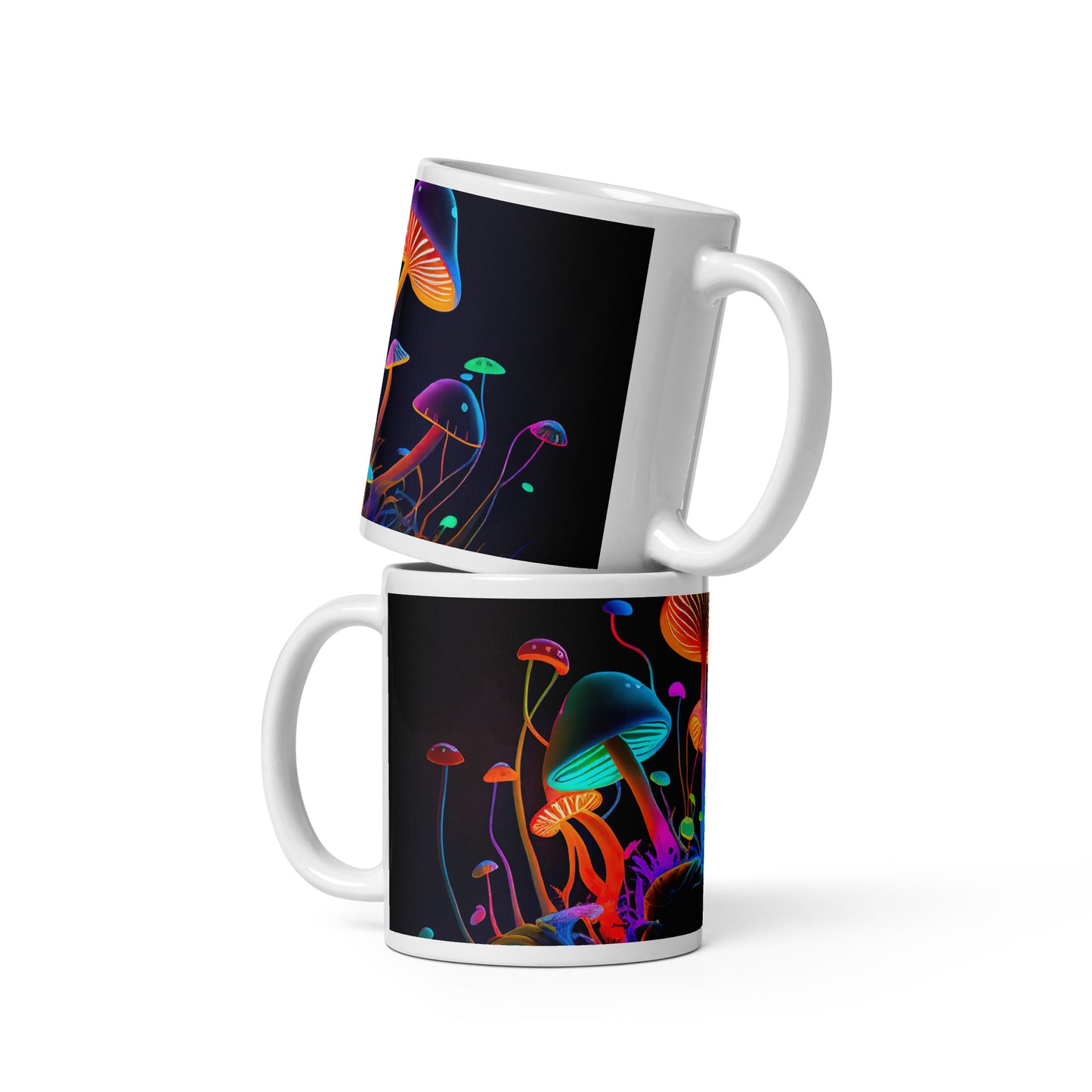 White shiny cup: Mushrooms