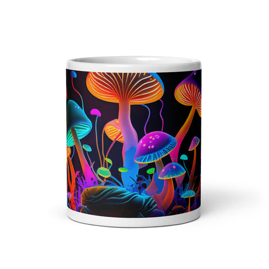 White shiny cup: Mushrooms