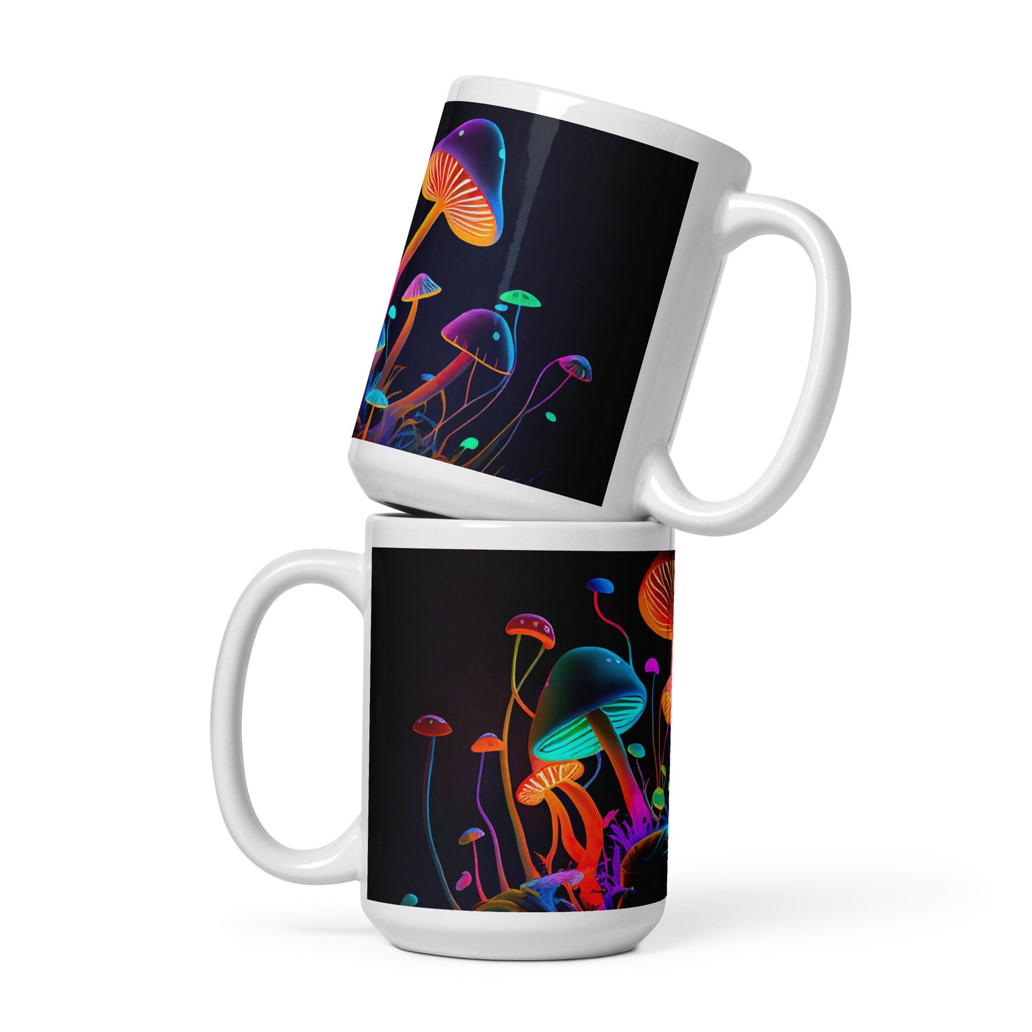 White shiny cup: Mushrooms