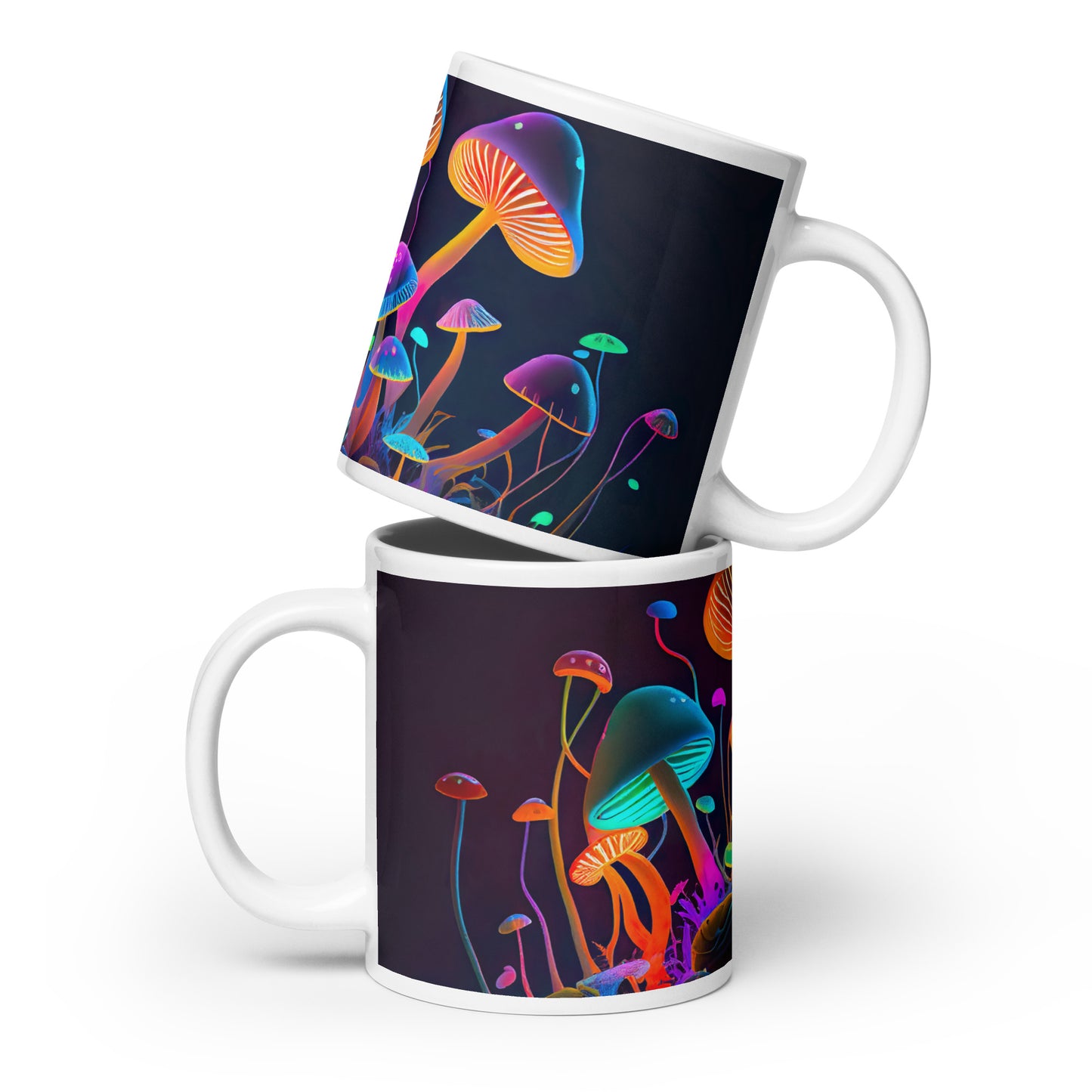 White shiny cup: Mushrooms