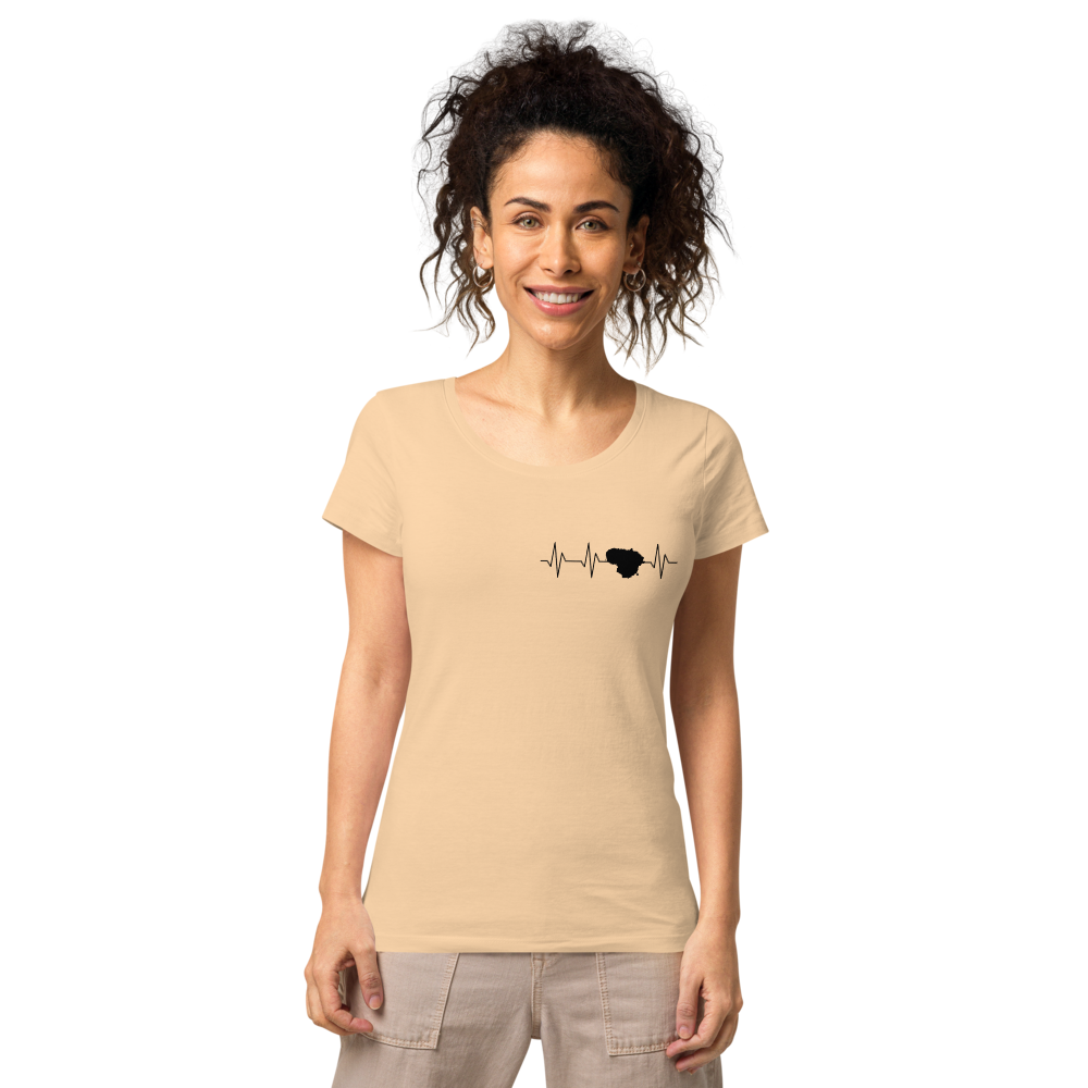 Women's fitted T-shirt with Lithuanian heartbeats, various colors