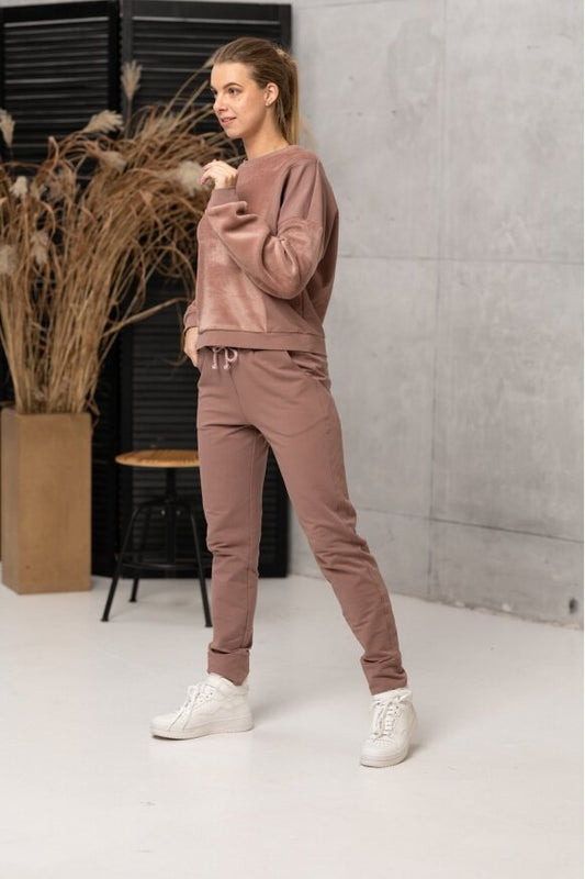 Casual trousers in distressed pinkish purple