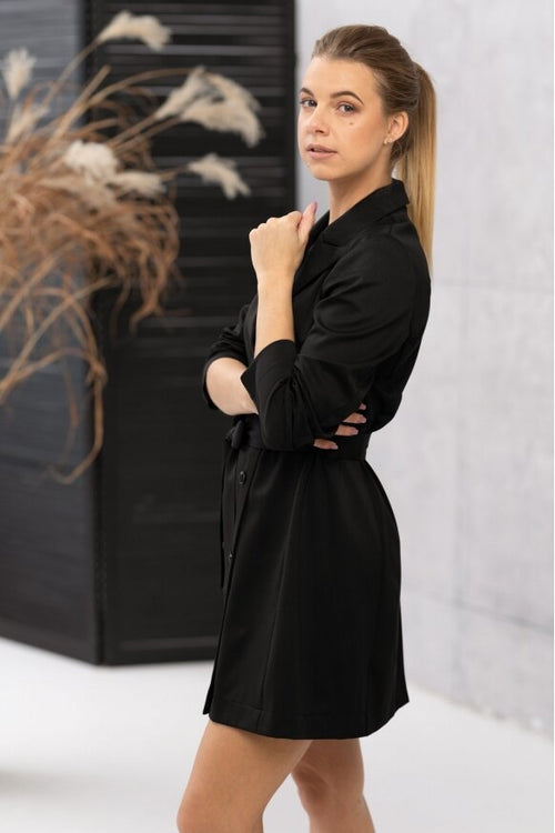 Luxurious black double-breasted jacket - dress
