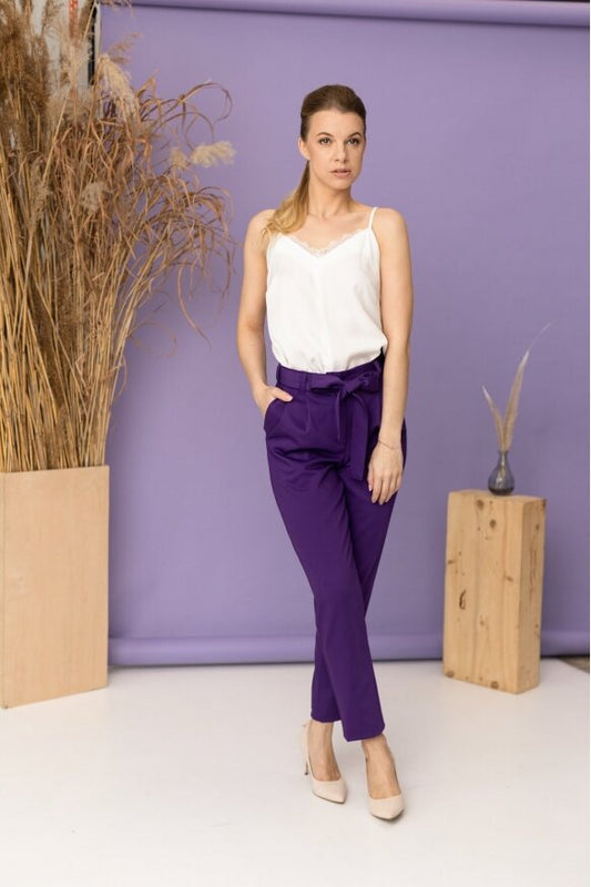 Prašmatnios violetinės kelnės